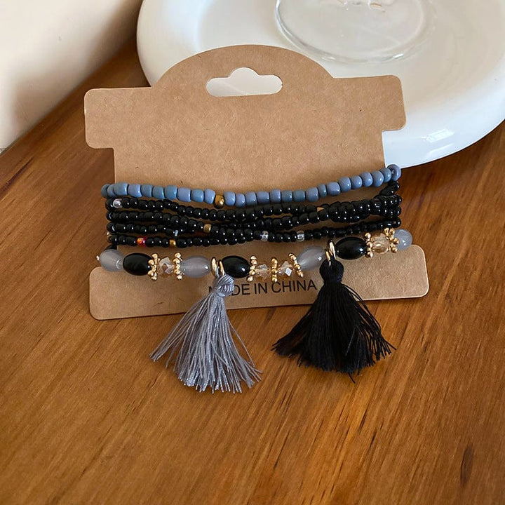 The802Gypsy Accessories Black / One Size GYPSY-Tassel Rice Bead Bracelet