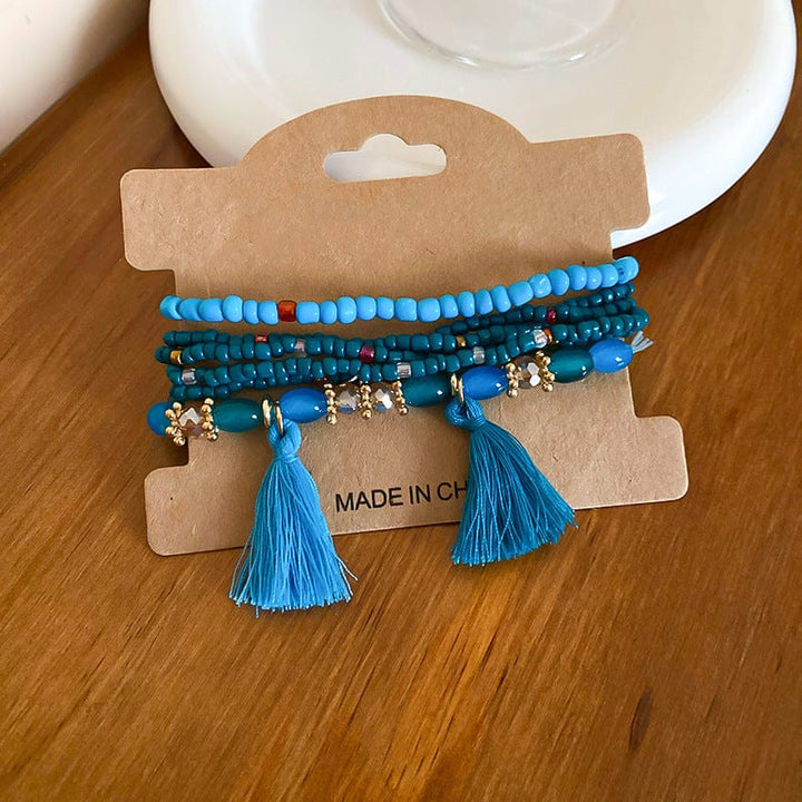 The802Gypsy Accessories Blue / One Size GYPSY-Tassel Rice Bead Bracelet