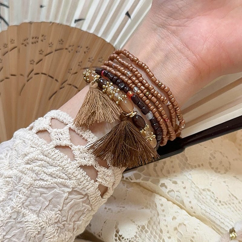 The802Gypsy Accessories GYPSY-Tassel Rice Bead Bracelet