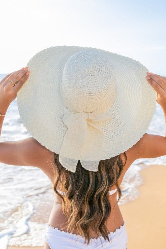 the802gypsy Accessories/HATS Cream / Onesie ❤️GYPSY FOX-Aili's Corner-Scallop Edge Bow Accent Sunhat