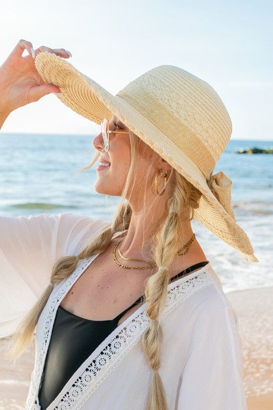 the802gypsy Accessories/HATS ❤️GYPSY FOX-Aili's Corner-Scallop Edge Bow Accent Sunhat