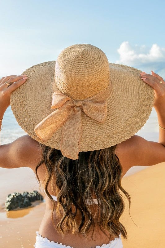 the802gypsy Accessories/HATS Khaki / Onesie ❤️GYPSY FOX-Aili's Corner-Scallop Edge Bow Accent Sunhat