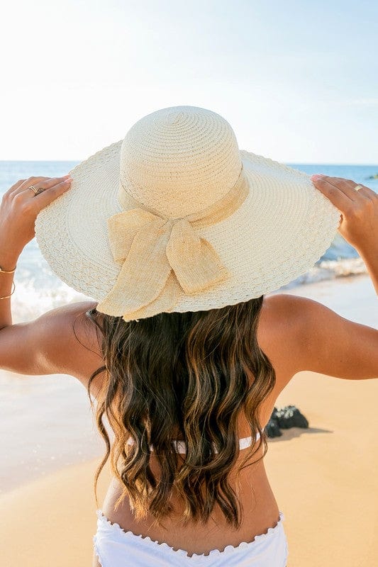 the802gypsy Accessories/HATS Straw Tan / Onesie ❤️GYPSY FOX-Aili's Corner-Scallop Edge Bow Accent Sunhat