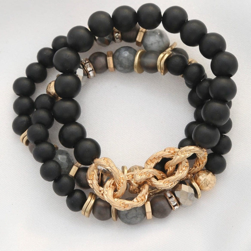 The802Gypsy  Accessories/Jewelry Black ❤GYPSY LOVE-Circle Link Beaded Bracelet Set