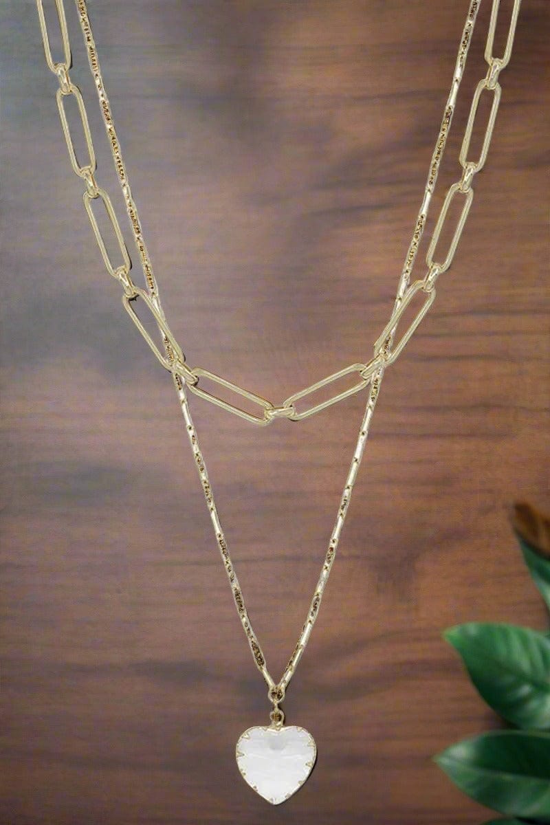 The802Gypsy  Accessories/Jewelry Clear ❤GYPSY LOVE-Metal Chain Heart Pendant 2 Layered Necklace