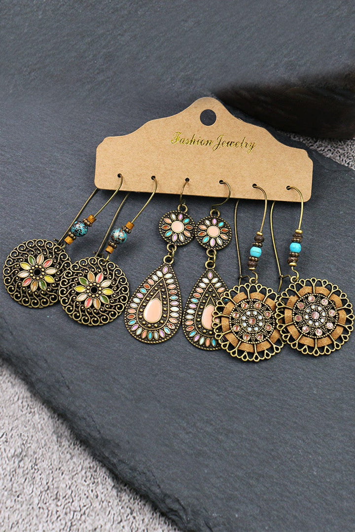 The802Gypsy  Accessories/Jewelry Gold / ONE SIZE TRAVELING GYPSY-Gold Boho Retro Earrings Set