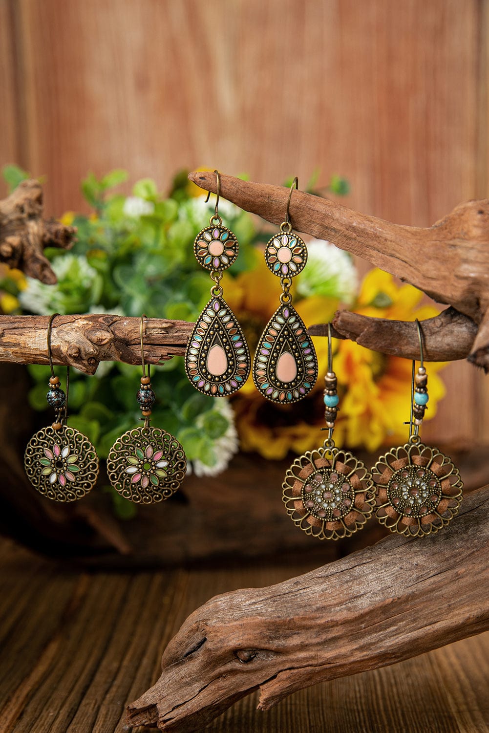 The802Gypsy  Accessories/Jewelry Gold / ONE SIZE TRAVELING GYPSY-Gold Boho Retro Earrings Set