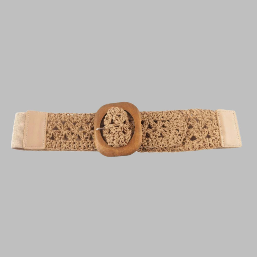 The802Gypsy  Accessories Khaki / ONE SIZE ❤️GYPSY LOVE-Crochet Wood Buckle Elastic Belt