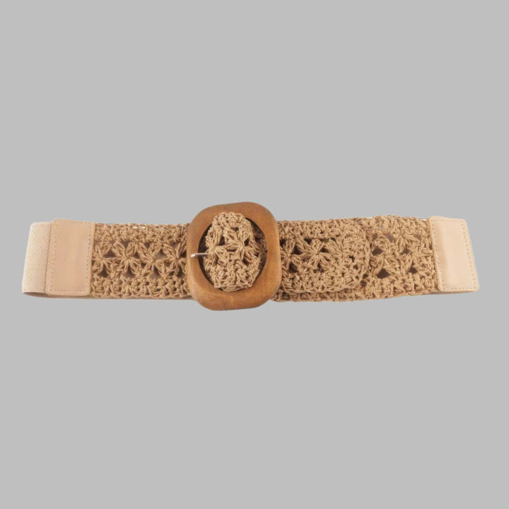 The802Gypsy  Accessories Khaki / ONE SIZE ❤️GYPSY LOVE-Crochet Wood Buckle Elastic Belt