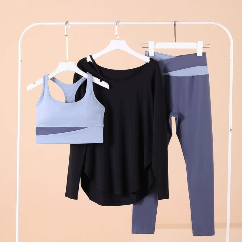 The802Gypsy  Activewear/Activewear Sets Blue bra + black Long sleeves + blue pants / M GYPSY FLY-Quick-Drying Three-Piece Activewear Set
