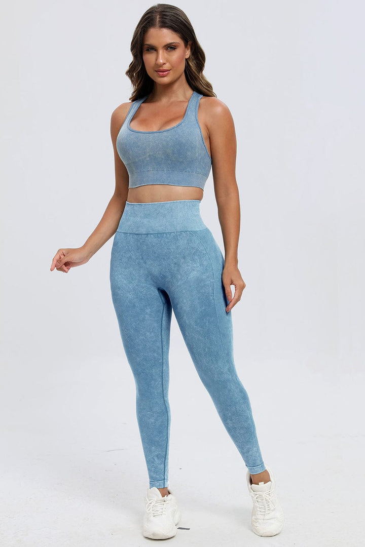 The802Gypsy Activewear/Activewear Sets GYPSY-3 Piece Washed Wide Strap Top Active Set