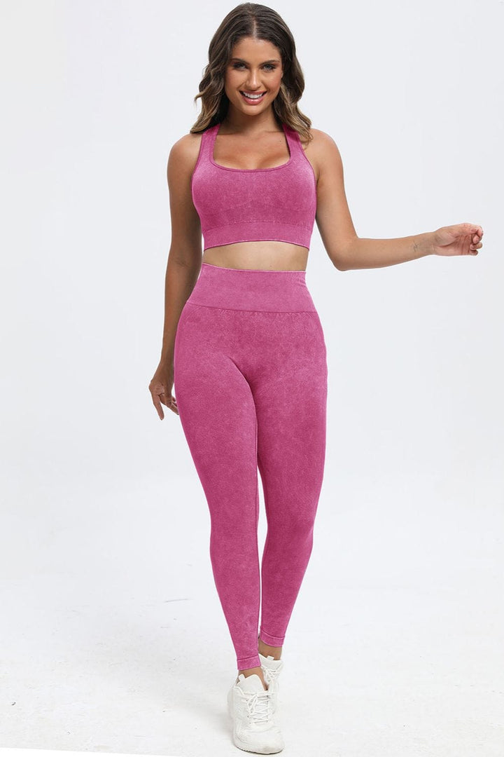 The802Gypsy Activewear/Activewear Sets GYPSY-3 Piece Washed Wide Strap Top Active Set