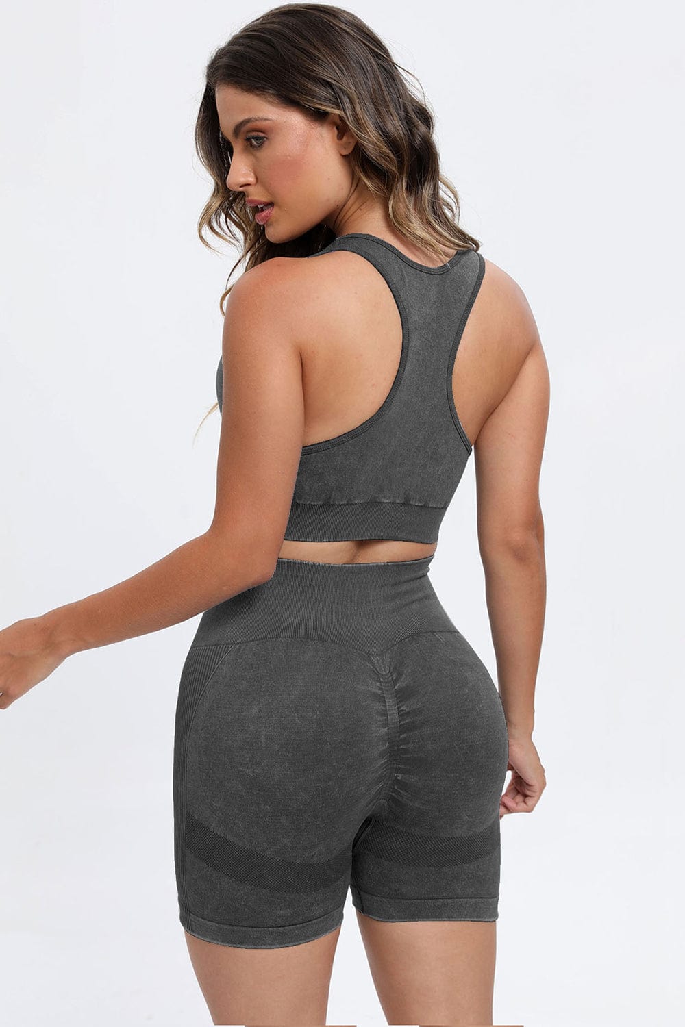 The802Gypsy Activewear/Activewear Sets GYPSY-3 Piece Washed Wide Strap Top Active Set