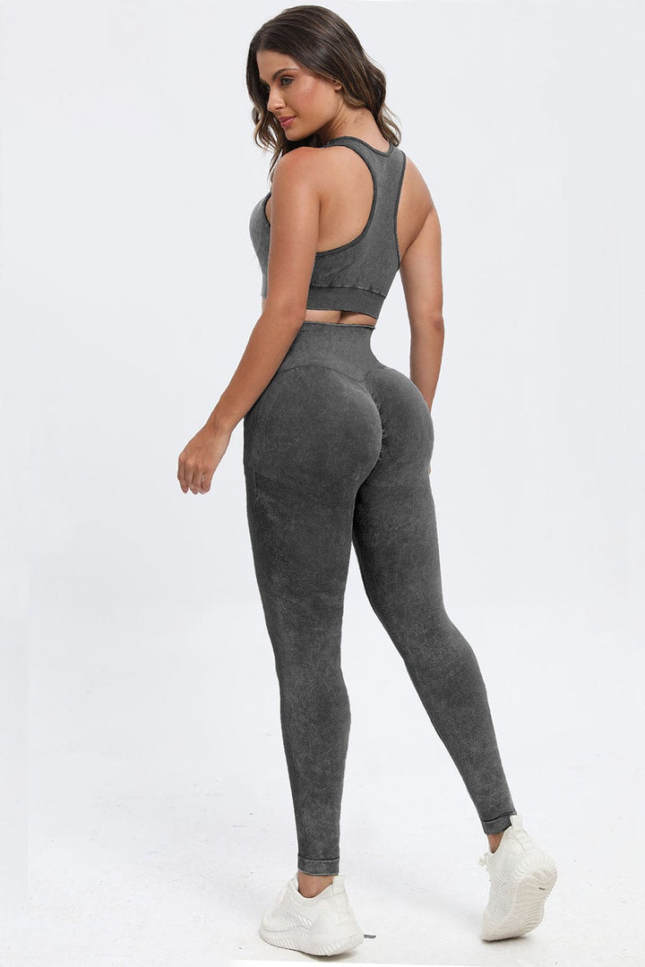 The802Gypsy Activewear/Activewear Sets GYPSY-3 Piece Washed Wide Strap Top Active Set