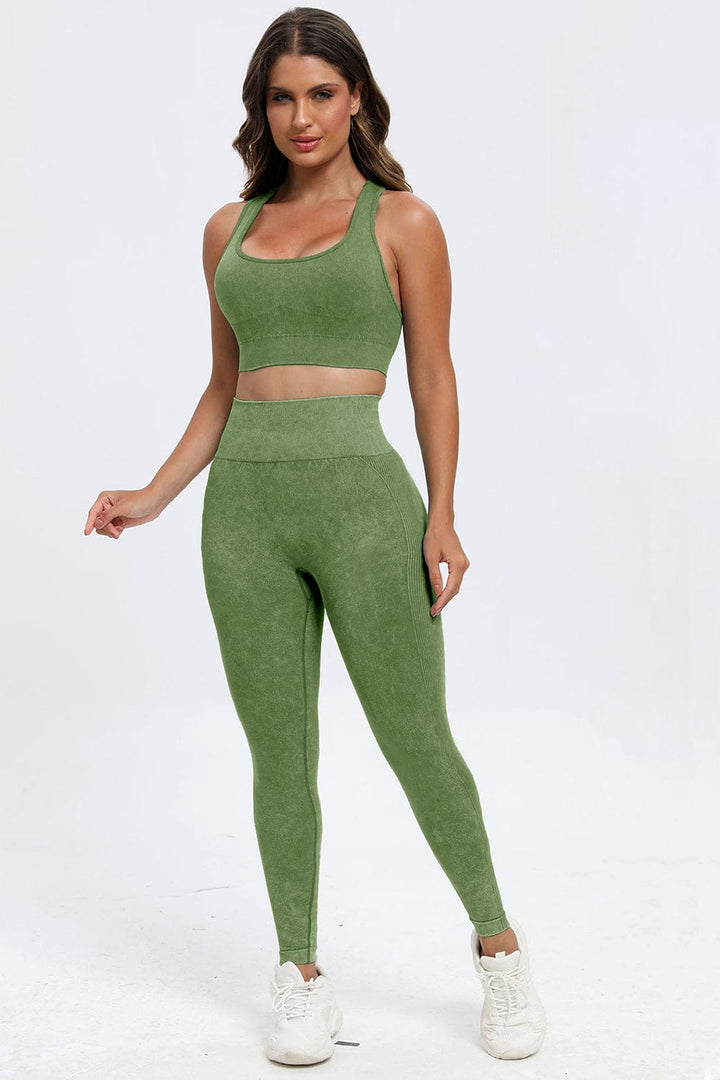 The802Gypsy Activewear/Activewear Sets GYPSY-3 Piece Washed Wide Strap Top Active Set