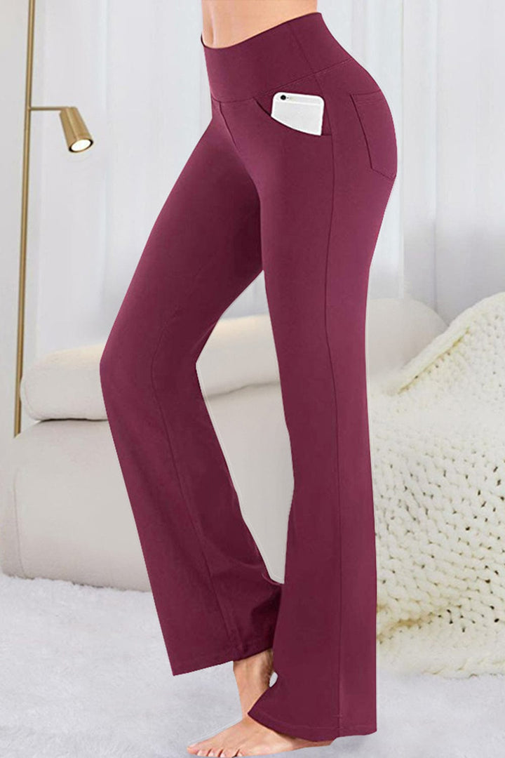 The802Gypsy Activewear/bottoms Burgundy / S GYPSY-Pocketed High Waist Active Pants