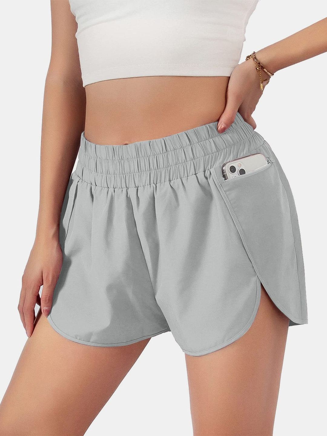 The802Gypsy Activewear/bottoms Light Gray / S GYPSY-Elastic Waist Active Shorts