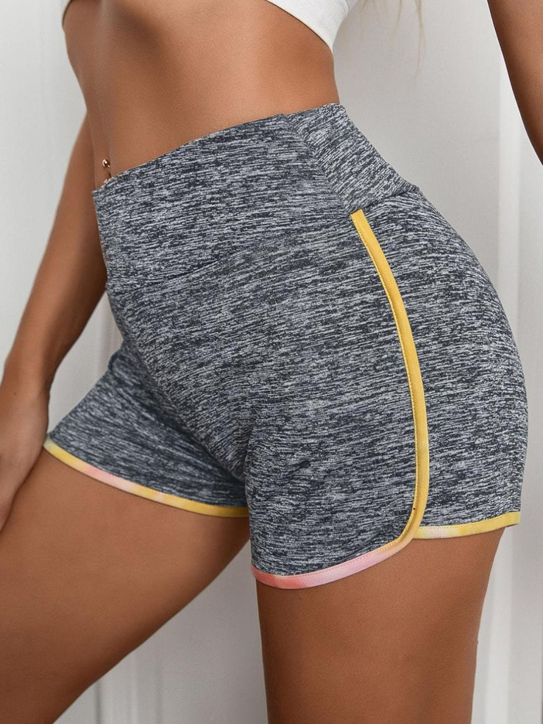 The802Gypsy Activewear Gray Dawn / S GYPSY-Heathered Wide Waistband Shorts