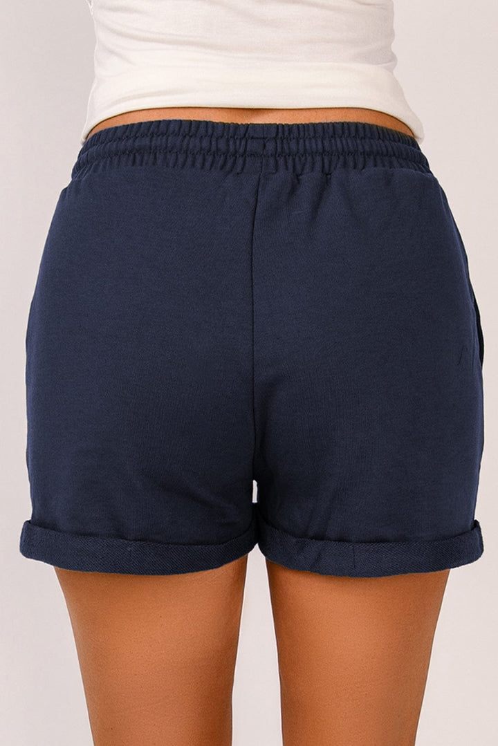 The802Gypsy Activewear GYPSY-Drawstring Waist Cuffed Shorts