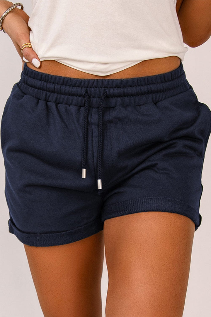 The802Gypsy Activewear GYPSY-Drawstring Waist Cuffed Shorts