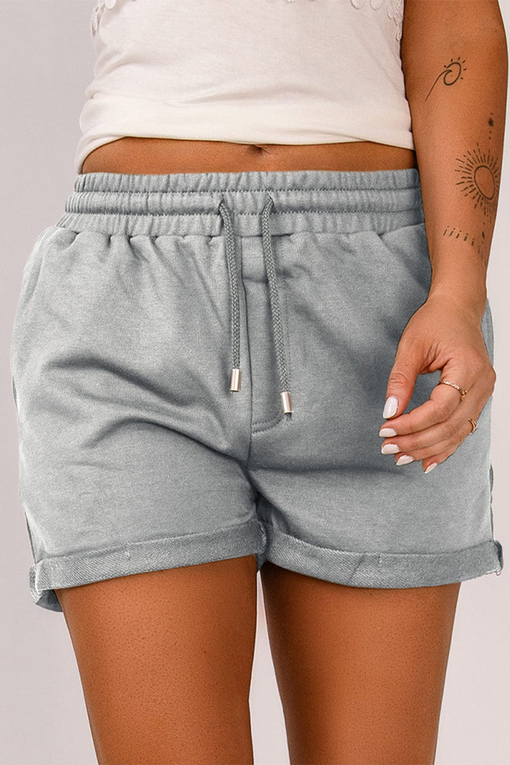 The802Gypsy Activewear GYPSY-Drawstring Waist Cuffed Shorts