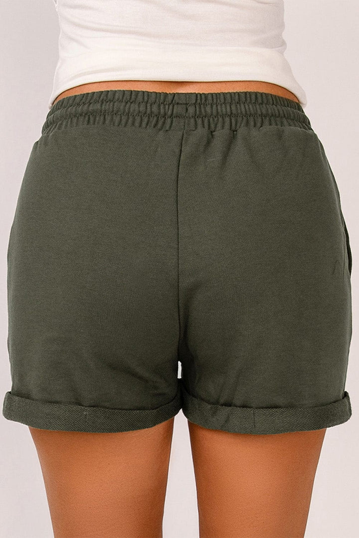 The802Gypsy Activewear GYPSY-Drawstring Waist Cuffed Shorts