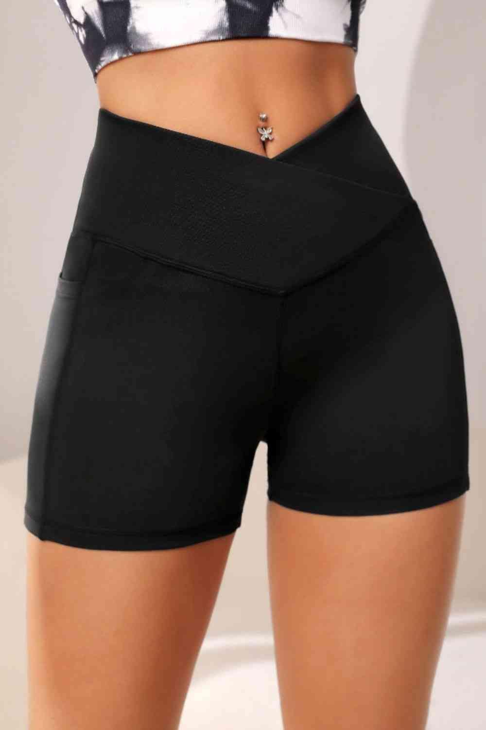 The802Gypsy Activewear GYPSY-Wide Waistband Active Shorts with Pocket