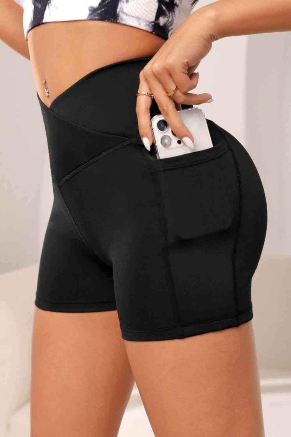 The802Gypsy Activewear GYPSY-Wide Waistband Active Shorts with Pocket