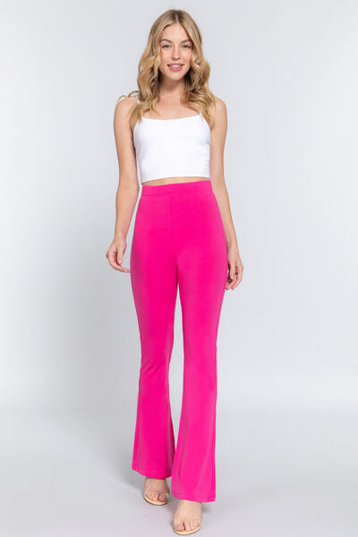 The802Gypsy Activewear Hot Pink / S ❤GYPSY-ACTIVE BASIC-Waist Elastic Slim Flare Yoga Pants