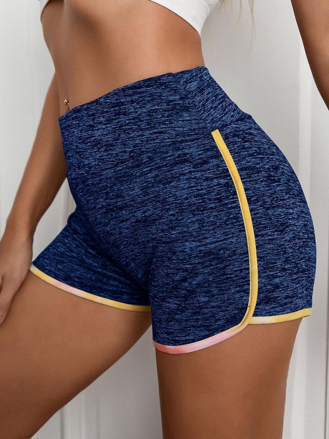 The802Gypsy Activewear Navy / S GYPSY-Heathered Wide Waistband Shorts