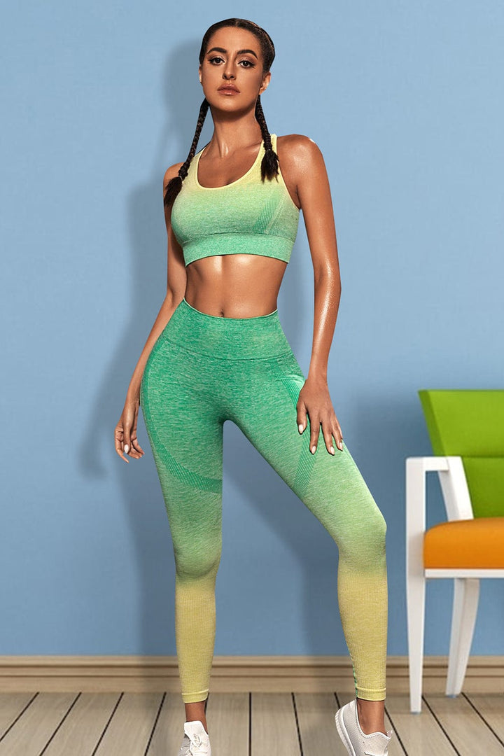 The802Gypsy Activewear/sets Mid Green / XS GYPSY-Gradient Sports Tank and Leggings Activewear Set