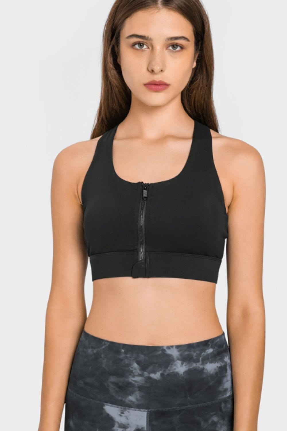 The802Gypsy Activewear/sports bra Black / 4 GYPSY-Millennia Zip Up Racerback Sports Bra