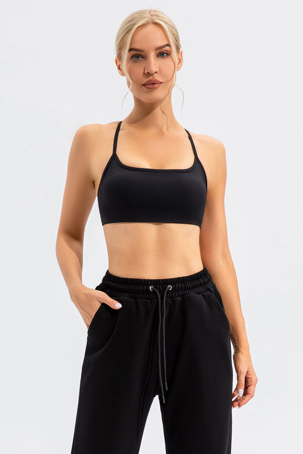 The802Gypsy Activewear/sports bra Black / S GYPSY-Crisscross Spaghetti Strap Active Bra