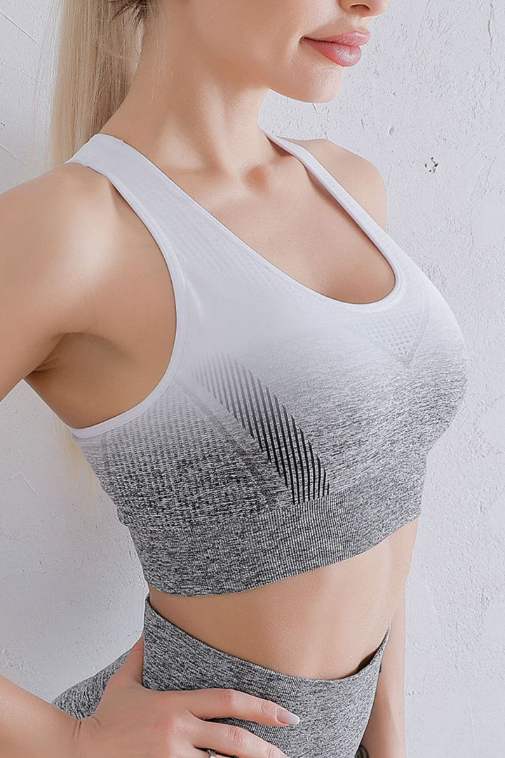 The802Gypsy Activewear/sports bra Grey/White / S GYPSY-Gradient Racerback Sports Bra