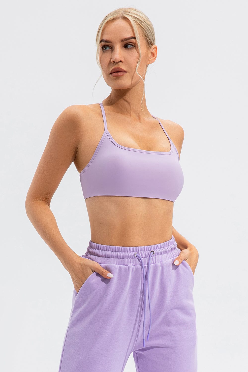 The802Gypsy Activewear/sports bra Lilac / S GYPSY-Crisscross Spaghetti Strap Active Bra