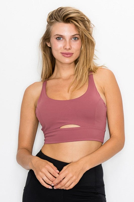 The802Gypsy Activewear/sports bra Mauve Pink / S ❤️GYPSY FOX-OTOS Active-Cross Back Front Slit Sports Bra 1210