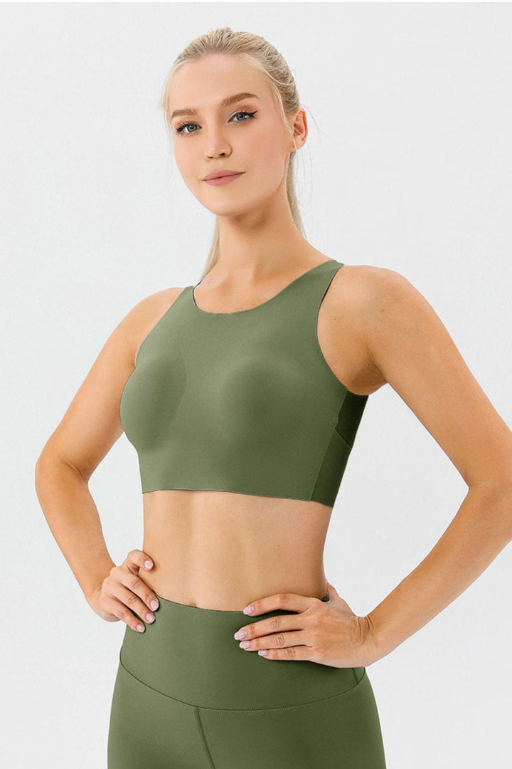 The802Gypsy Activewear/sports bra Mid Green / XS GYPSY-Round Neck Wide Strap Active Bra