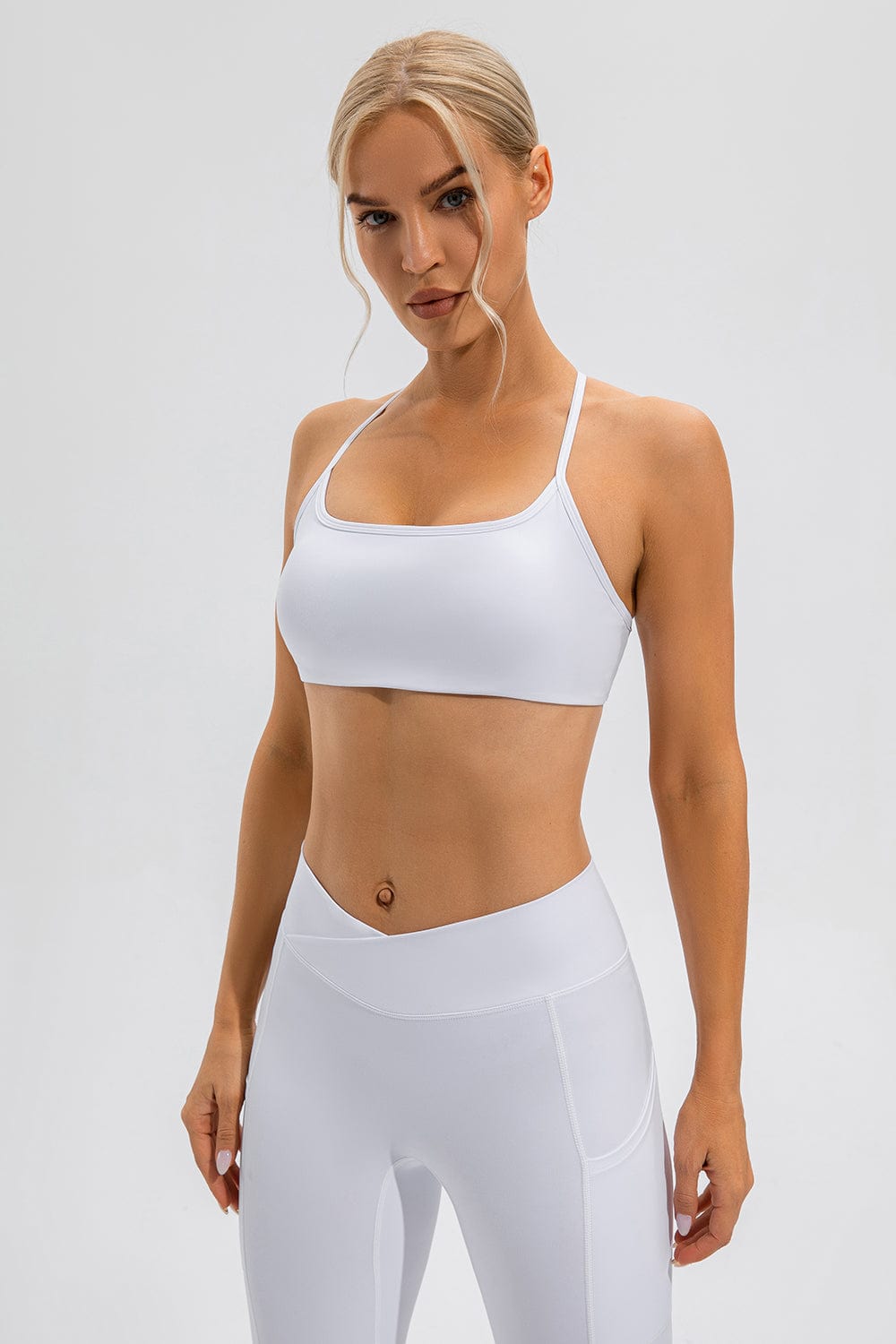 The802Gypsy Activewear/sports bra White / S GYPSY-Crisscross Spaghetti Strap Active Bra