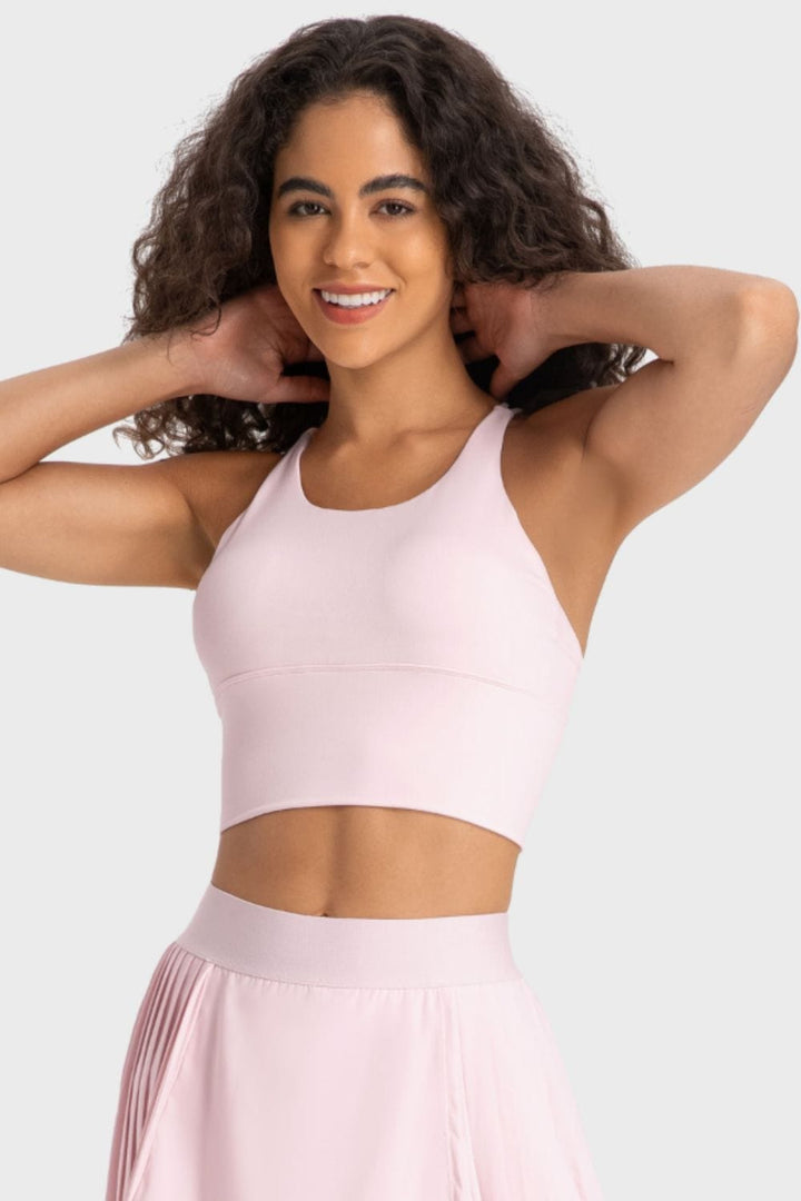 The802Gypsy Activewear/tops Blush Pink / 4 GYPSY-Crisscross Back Ladder Detail Sports Top