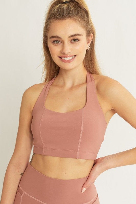 The802Gypsy Activewear/tops CLAY / S ❤️GYPSY FOX-Activewear Crop Halter Back Detail Top 🔷