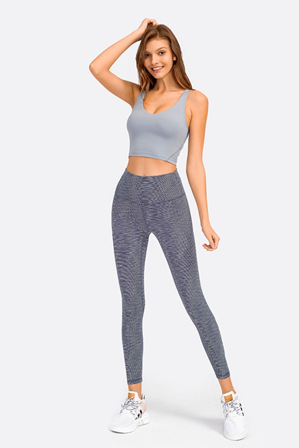 The802Gypsy Activewear/tops Gray / 4 GYPSY-Deep V-Neck Crop Sports Top