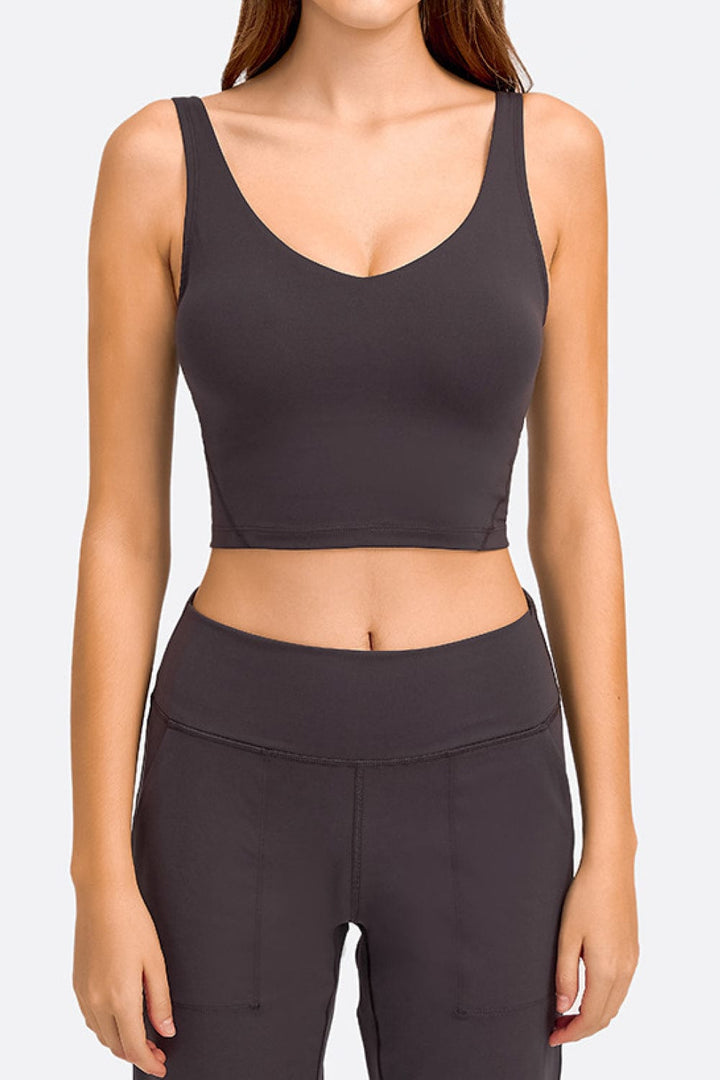 The802Gypsy Activewear/tops GYPSY-Deep V-Neck Crop Sports Top