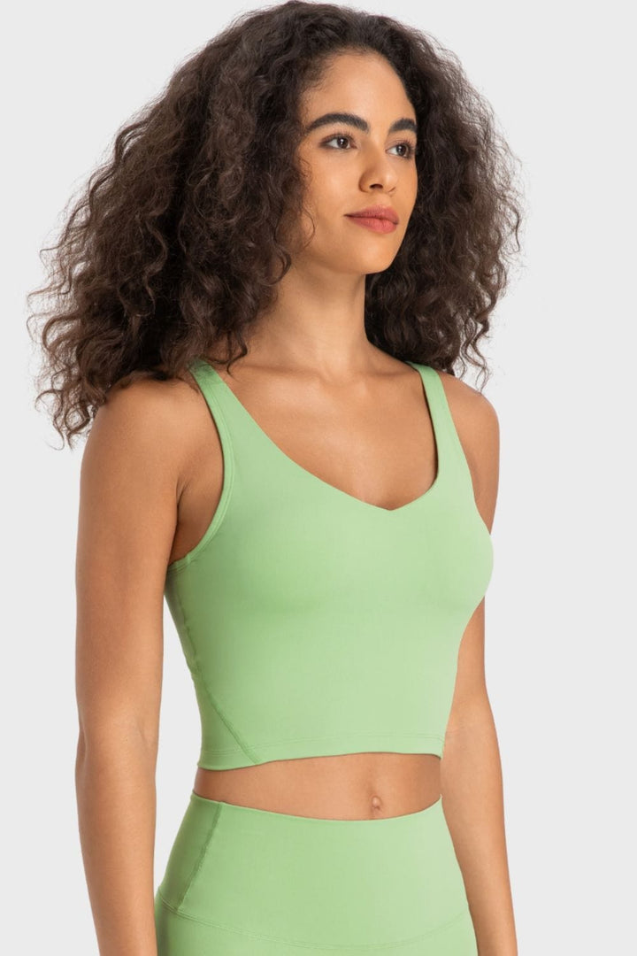 The802Gypsy Activewear/tops GYPSY-Deep V-Neck Crop Sports Top