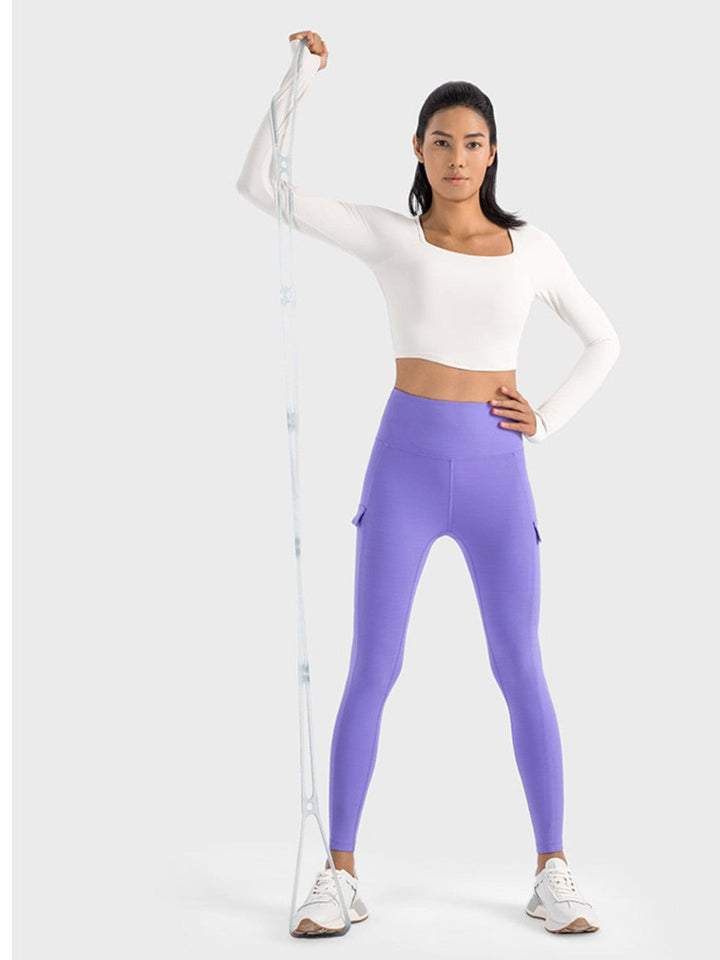 The802Gypsy Activewear/tops GYPSY-Millennia Square Neck Long Sleeve Cropped Sports Top