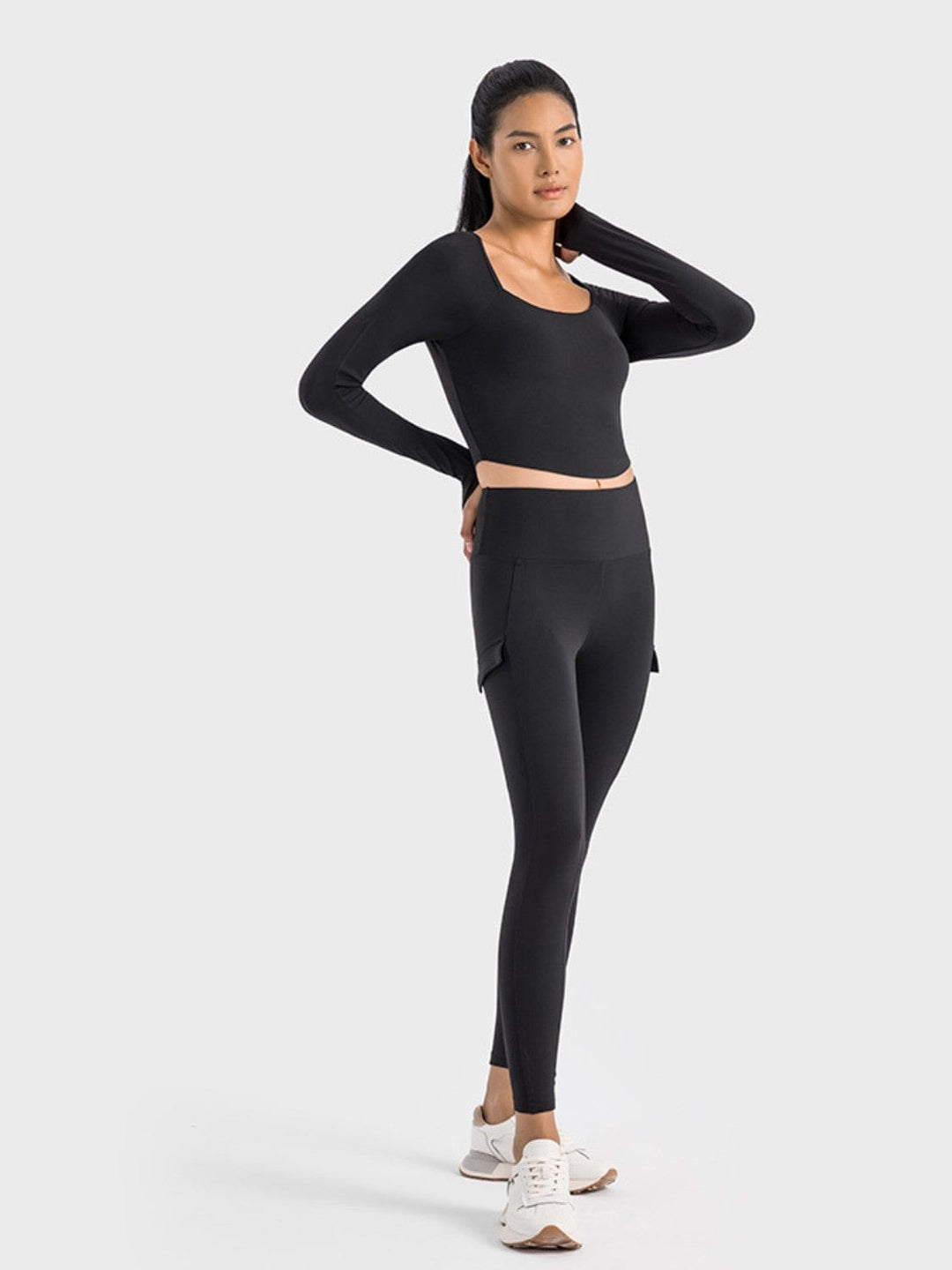 The802Gypsy Activewear/tops GYPSY-Millennia Square Neck Long Sleeve Cropped Sports Top