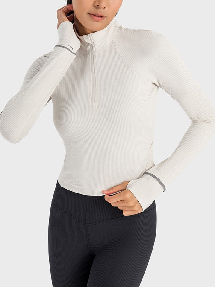 The802Gypsy Activewear/tops GYPSY-Mock Neck Half Zip Long Sleeve Sport Top