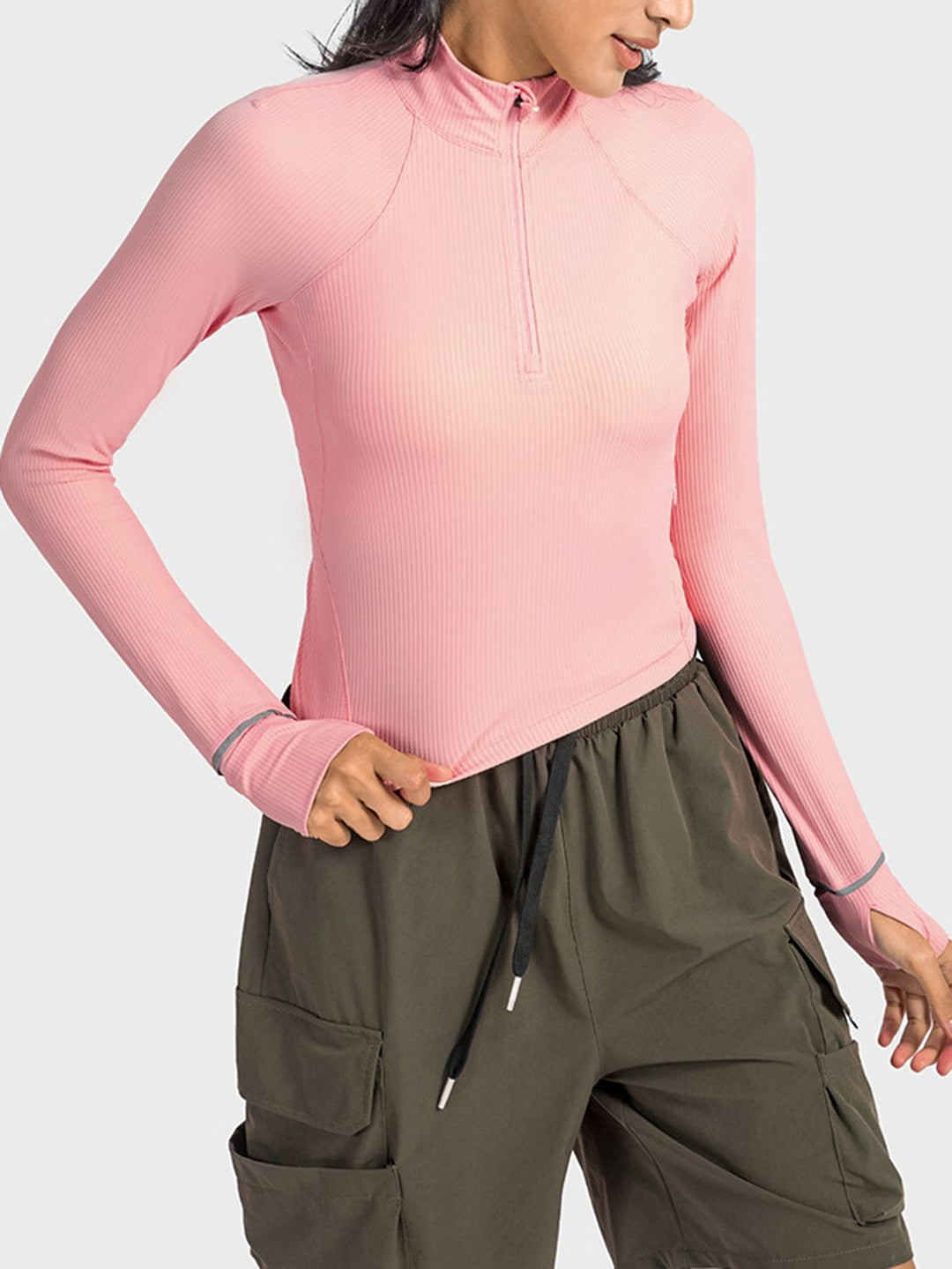 The802Gypsy Activewear/tops GYPSY-Mock Neck Half Zip Long Sleeve Sport Top