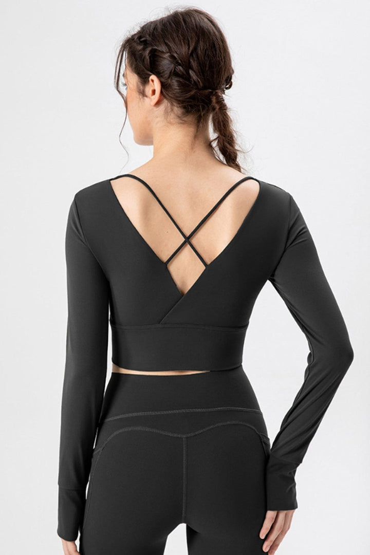 The802Gypsy Activewear/tops GYPSY-Square Neck Crisscross Active Shirt