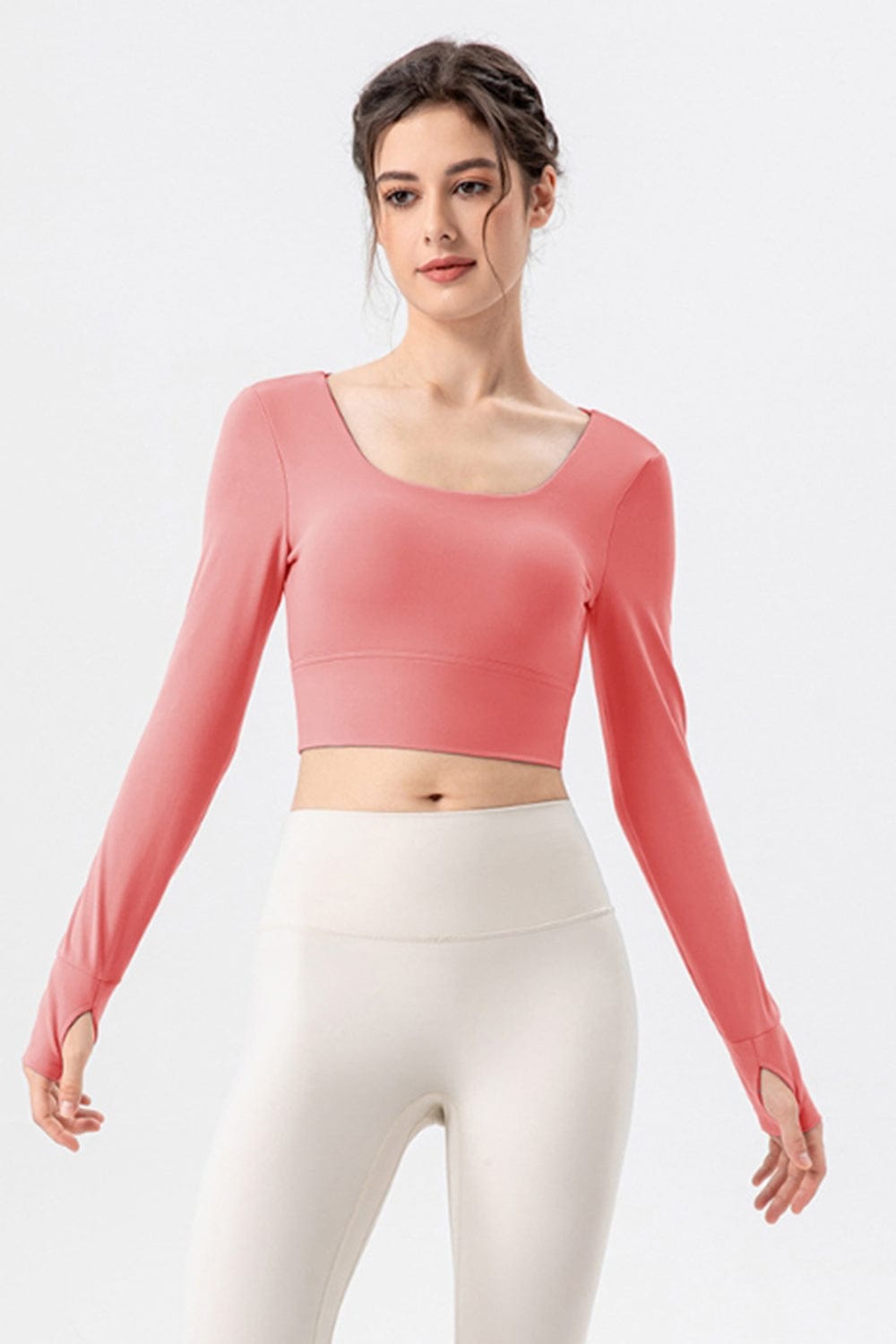 The802Gypsy Activewear/tops Hot Pink / S GYPSY-Square Neck Crisscross Active Shirt