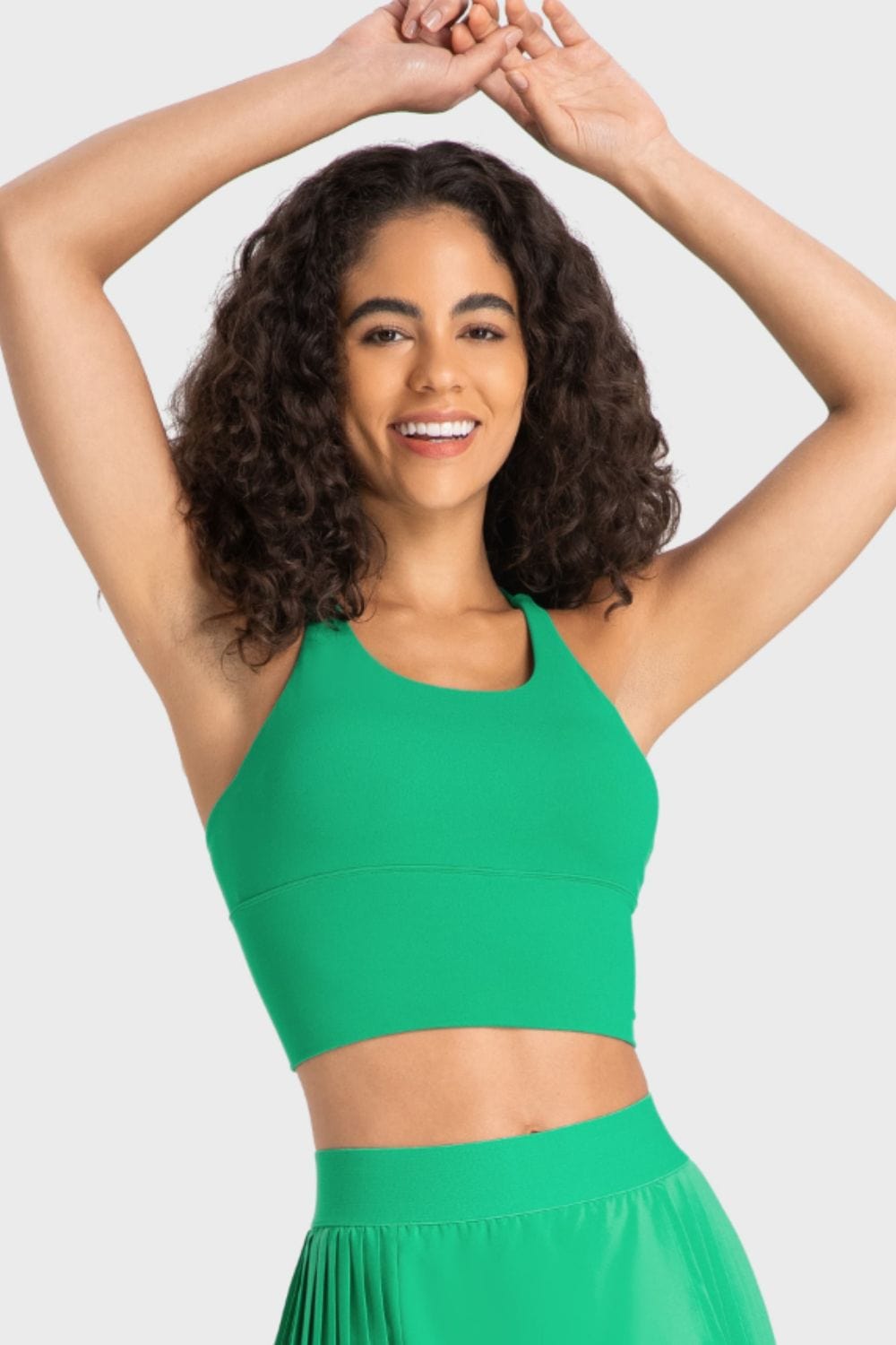 The802Gypsy Activewear/tops Mid Green / 4 GYPSY-Crisscross Back Ladder Detail Sports Top